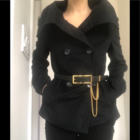 Designer Wool coat with high collar - Picture 2 of 16